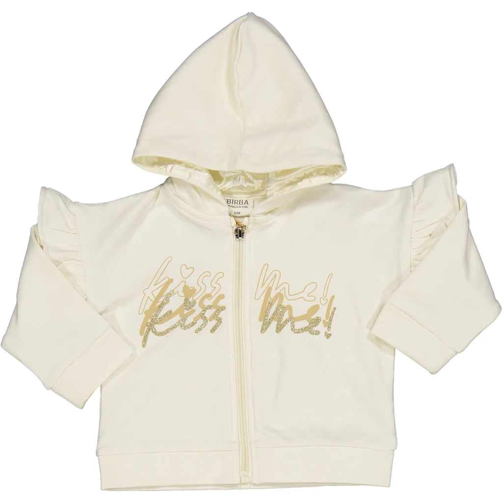Felpa zip con scritta glitter bimba BIRBA